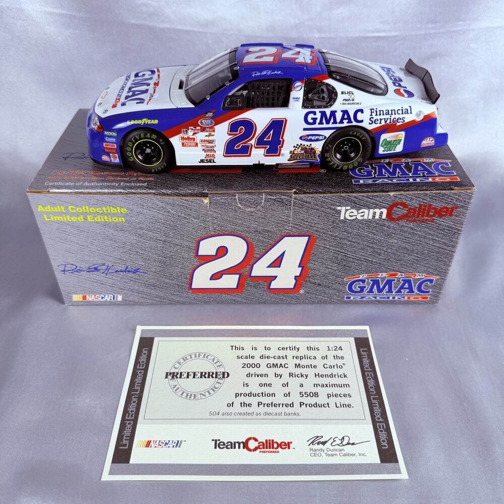 2000 Team Caliber 1:24 Ricky Hendrick #24 GMAC Monte Carlo NASCAR Diecast COA